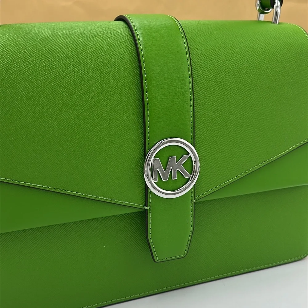 Michael Kors Greenwich Medium Saffiano Leather Satchel Crossbody Shoulder Bag - Picture 14 of 16